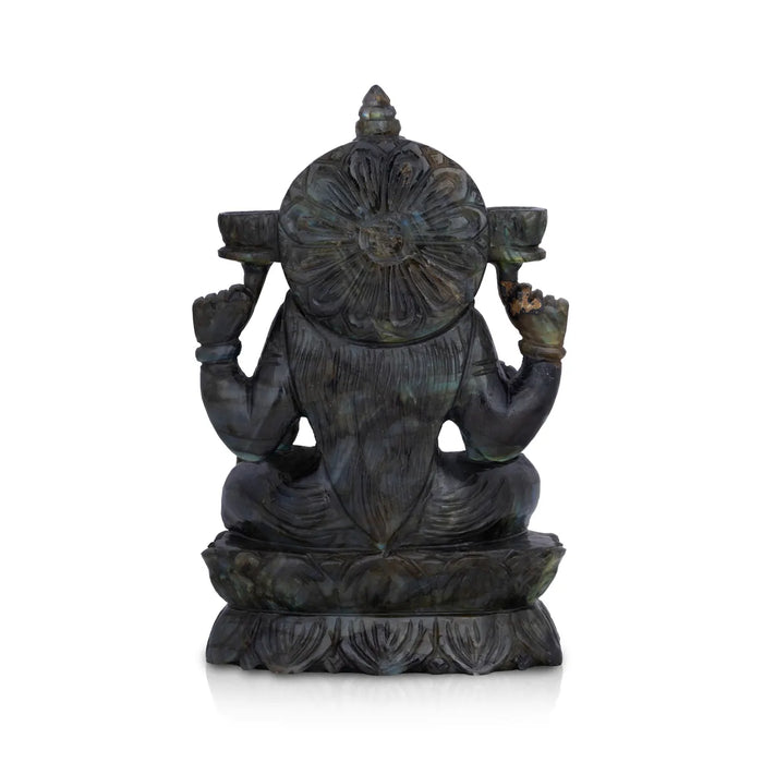 Lakshmi Sitting on Base Murti- 4 x 3 Inches | LabraDorite Idol/ Maha Lakshmi Statue/ Decor For Home & Pooja - Sphatik & Semi Precious Stone Murties