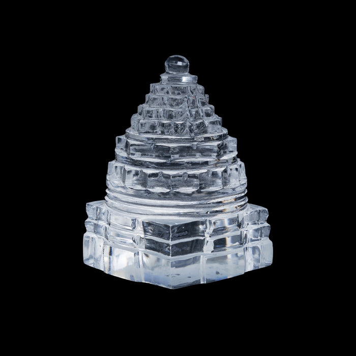Sphatik Shree Yantra - 2 Inches | Maha Meru Yantra/ Spatik Sri Chakra Yantra for Home - Maha Meru & Yantra