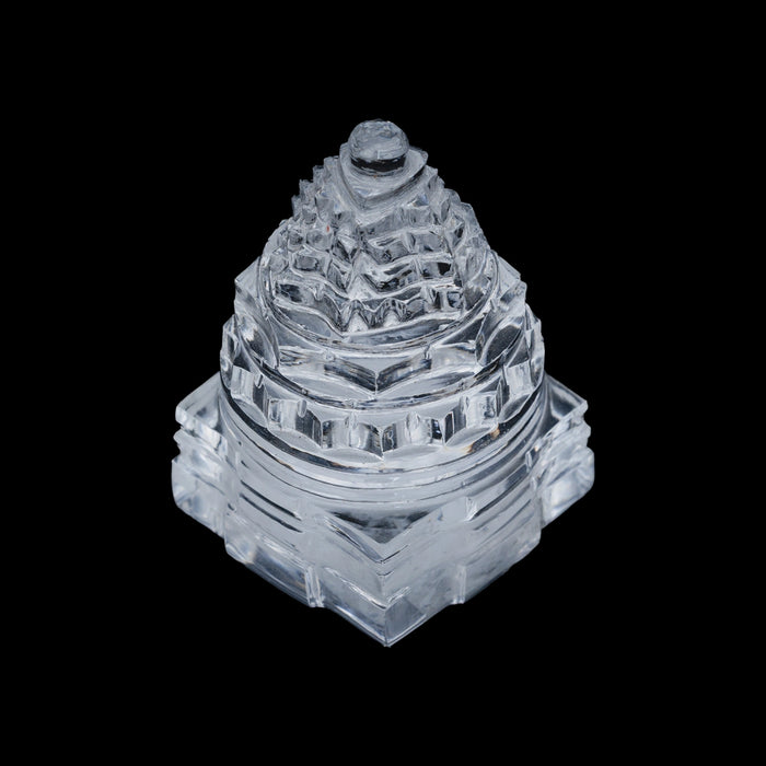 Sphatik Shree Yantra - 2 Inches | Maha Meru Yantra/ Spatik Sri Chakra Yantra for Home - Maha Meru & Yantra