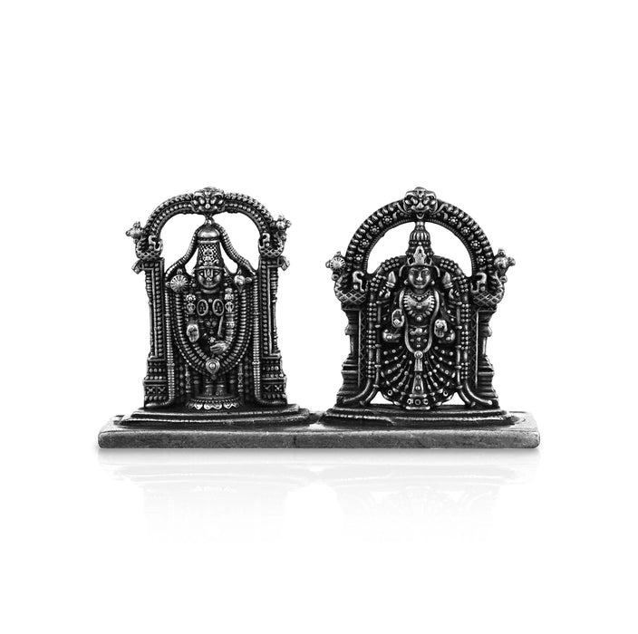 Perumal Thayar With Base - 1.75 X 2.5 Inches | Silver Balaji Thayar/ Antique Polish Thayar Perumal For Pooja - German Silver Murties