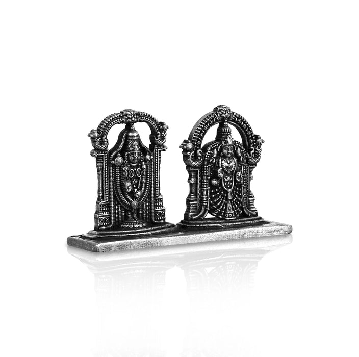 Perumal Thayar With Base - 1.75 X 2.5 Inches | Silver Balaji Thayar/ Antique Polish Thayar Perumal For Pooja - German Silver Murties