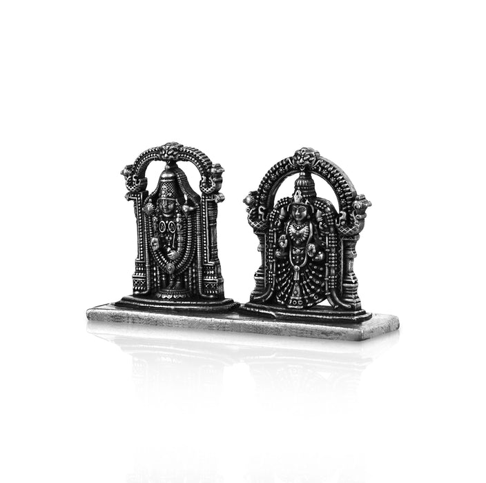 Perumal Thayar With Base - 1.75 X 2.5 Inches | Silver Balaji Thayar/ Antique Polish Thayar Perumal For Pooja - German Silver Murties