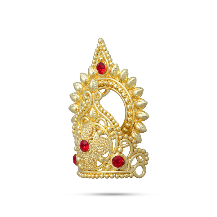 Mala Kireedam Earring Set - 2 x 1 Inches | Gold Polish Jewellery/ Necklace Kiridam Earing for Deity Decor - Deity Jewellery & Vastra Sets