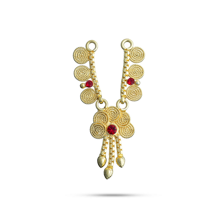 Mala Kireedam Earring Set - 2 x 1 Inches | Gold Polish Jewellery/ Necklace Kiridam Earing for Deity Decor - Deity Jewellery & Vastra Sets