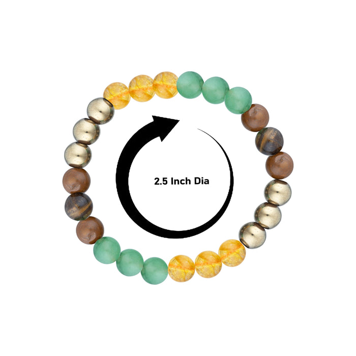 Green Aventurine & Citrine & Golden Pyrite & Tiger Eye Bracelet - 2.5 Inches | Stone Bracelet for Wealth - Bracelet