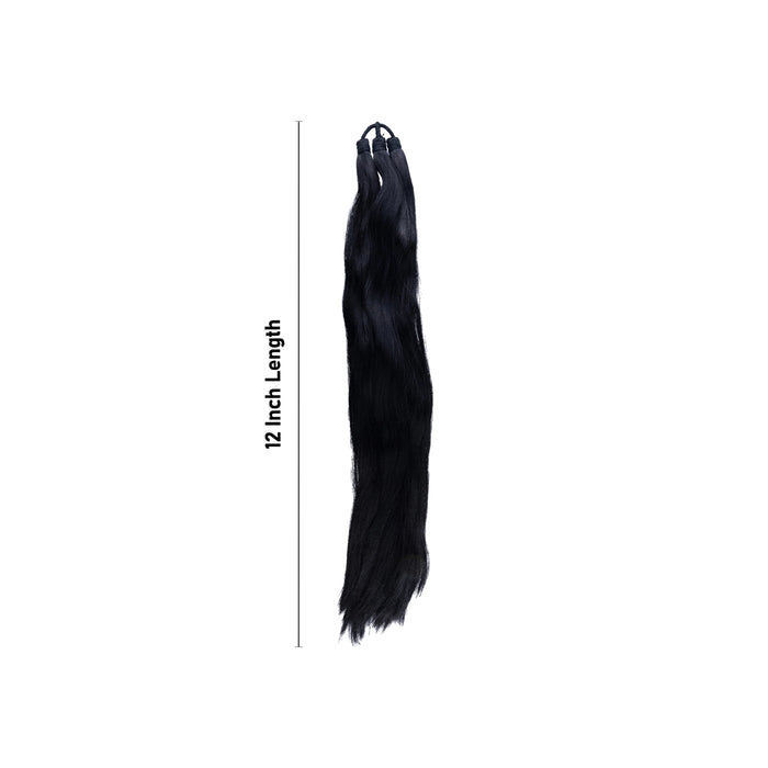 Artificial Hair - 12 Inches | Synthetic Hair Extensions/ Fake Hair For Traditional Styling & Deity Decor - Ethnic Wear Accessories