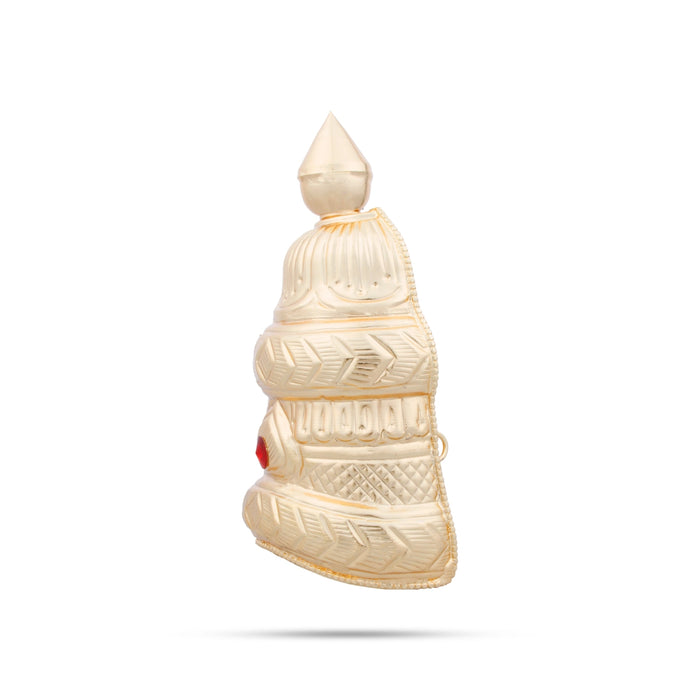 Half Kireedam - 7 x 3 Inches | Gold Polish Half Crown/ Single Stone Kiridam for Deity Decor - Head & Face Accessories