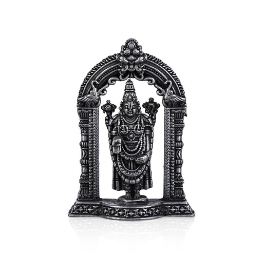 Silver Balaji Murti With Arch- 2.5 X 2.5 Inches | Standing Perumal Statue/Antique Polish Balaji Idol For Pooja - German Silver Murties