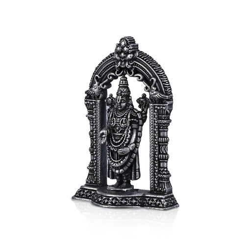 Silver Balaji Murti With Arch- 2.5 X 2.5 Inches | Standing Perumal Statue/Antique Polish Balaji Idol For Pooja - German Silver Murties