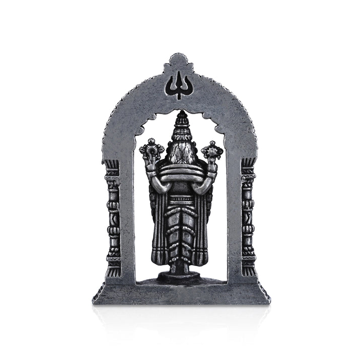 Silver Balaji Murti With Arch- 2.5 X 2.5 Inches | Standing Perumal Statue/Antique Polish Balaji Idol For Pooja - German Silver Murties