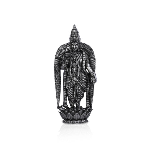 Meenakshi Amman Statue Standing On Lotus- 3.5X1.5 Inches | Silver Idol/Antique Polish Meenakshi Statue For Pooja - German Silver Murties