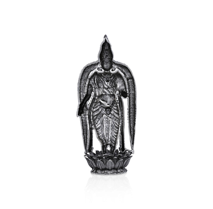 Meenakshi Amman Statue Standing On Lotus- 3.5X1.5 Inches | Silver Idol/Antique Polish Meenakshi Statue For Pooja - German Silver Murties