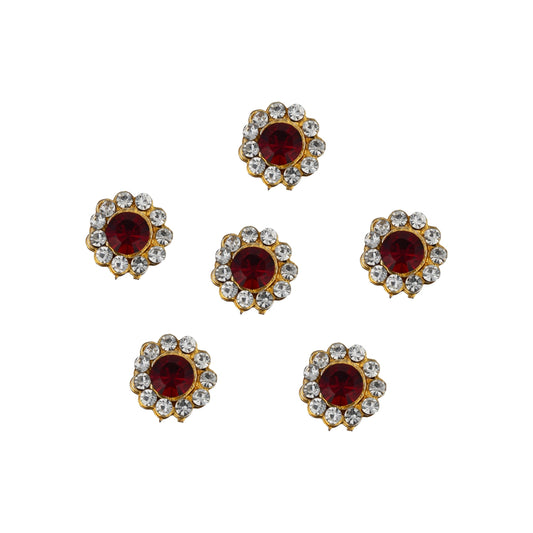 Stone Pottu Set | 6 Pcs/ Stone Tilak/ Stone Bindi/ Stone Jewellery for Deity Decor/ Assorted Colour - Head & Face Accessories