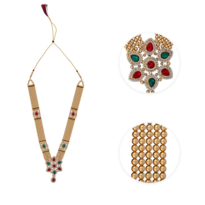 Moti Mala - 24 Inches | Gold Polish & Multicolour Stone Haram/ Artificial Jewelry for Women - Ethnic Wear Accessories