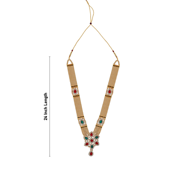 Moti Mala - 24 Inches | Gold Polish & Multicolour Stone Haram/ Artificial Jewelry for Women - Ethnic Wear Accessories