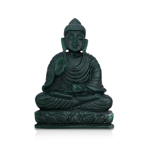 Buddha Sitting on Flower Base Statue - 5.5 x 4.5 inches | Stone Buddha Murti / Buddha Statue for Home - Sphatik & Semi Precious Stone Murties