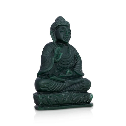 Buddha Sitting on Flower Base Statue - 5.5 x 4.5 inches | Stone Buddha Murti / Buddha Statue for Home - Sphatik & Semi Precious Stone Murties