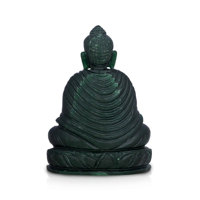 Buddha Sitting on Flower Base Statue - 5.5 x 4.5 inches | Stone Buddha Murti / Buddha Statue for Home - Sphatik & Semi Precious Stone Murties