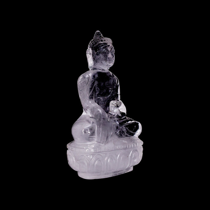 Buddha Sitting on Base Statue - 5.5 x 3.5 Inches | Sphatik Buddha Idol / Buddha Murti for Home Decor - Sphatik & Semi Precious Stone Murties