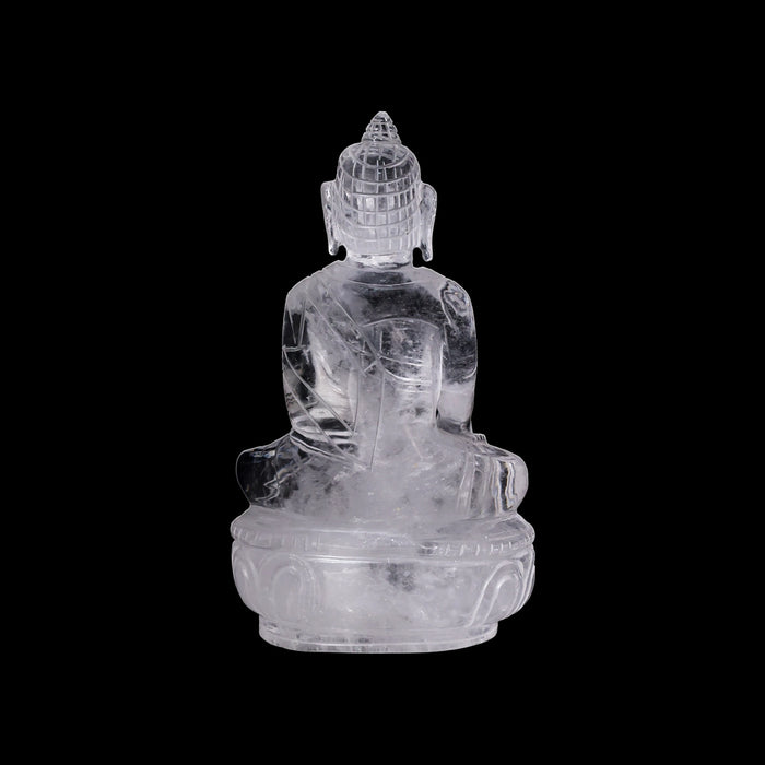 Buddha Sitting on Base Statue - 5.5 x 3.5 Inches | Sphatik Buddha Idol / Buddha Murti for Home Decor - Sphatik & Semi Precious Stone Murties