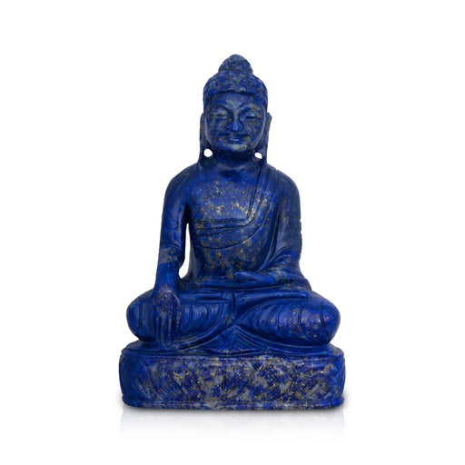 Buddha Sitting On Flower Base Murti- 6 x 4 inches| Semi precious Stone Buddha sculpture/ Lapies Buddha idol for Home - Sphatik & Semi Precious Stone Murties
