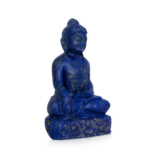 Buddha Sitting On Flower Base Murti- 6 x 4 inches| Semi precious Stone Buddha sculpture/ Lapies Buddha idol for Home - Sphatik & Semi Precious Stone Murties