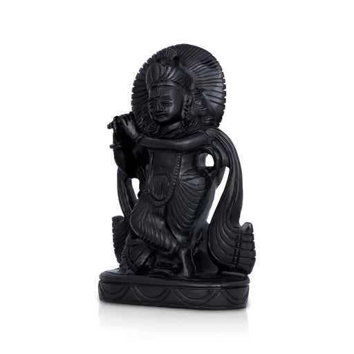 Krishna Standing On Base Murti - 7.5 x 5 Inches | Black Opel Statue/ Lord Krishna Idol/ Decor For Home & Pooja - Sphatik & Semi Precious Stone Murties