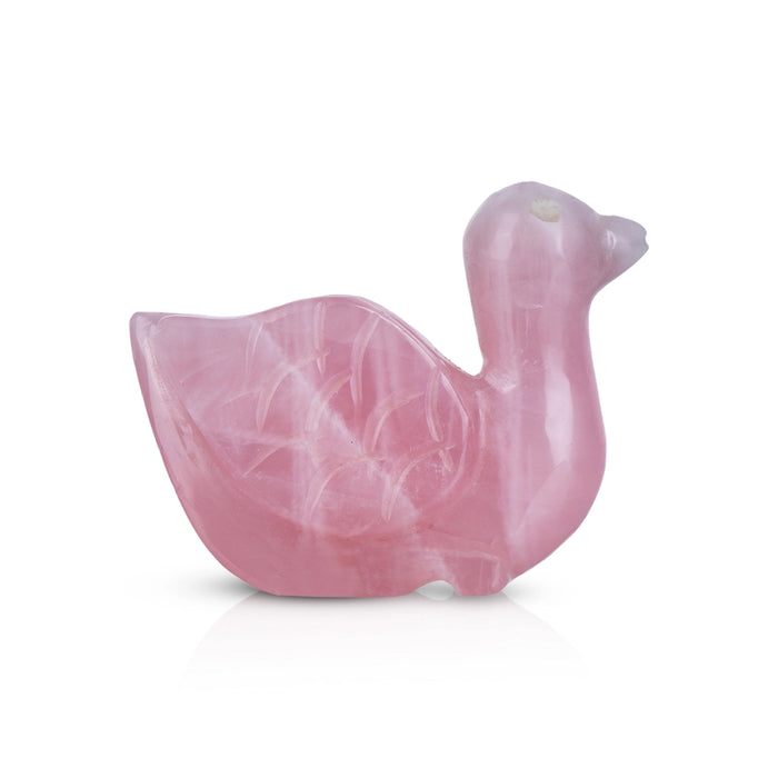 Duck Figurine - 2.5 x 3 Inches | Rose Quartz Stone Duck Statue/ Duck Sculpture for Home - Table Stand Accessories