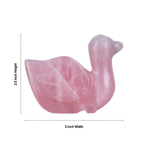 Duck Figurine - 2.5 x 3 Inches | Rose Quartz Stone Duck Statue/ Duck Sculpture for Home - Table Stand Accessories