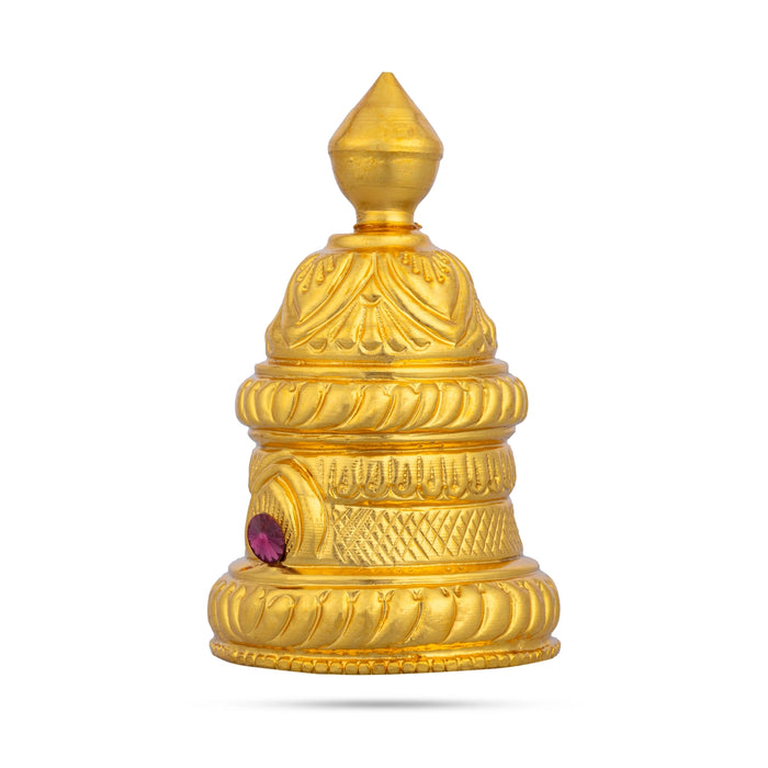 Full Crown - 3.5 x 2 Inches | Gold Polish Kireedam/ Single Stone Kiridam/ Mukut For Deity Decor - Head & Face Accessories