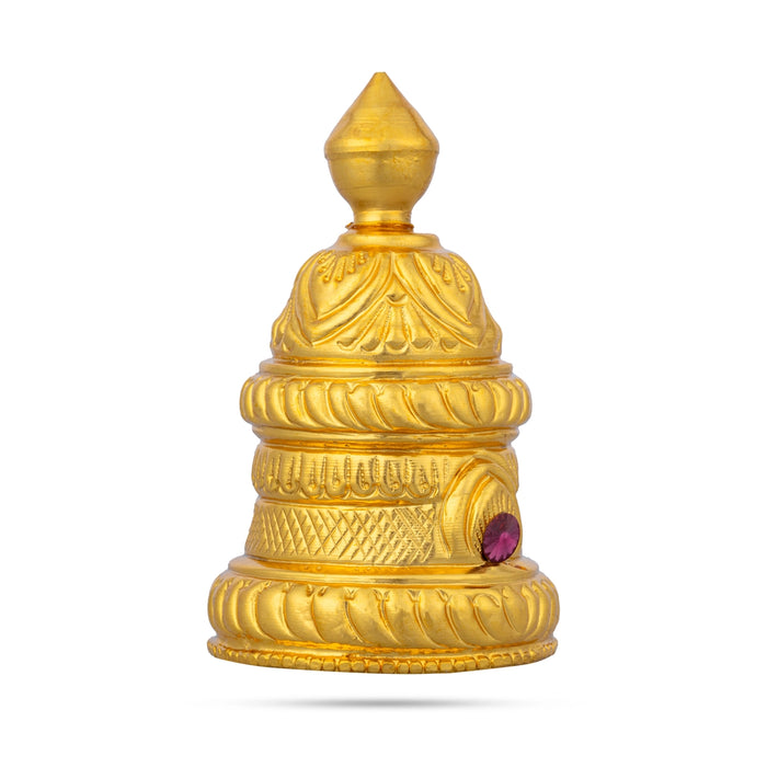 Full Crown - 3.5 x 2 Inches | Gold Polish Kireedam/ Single Stone Kiridam/ Mukut For Deity Decor - Head & Face Accessories