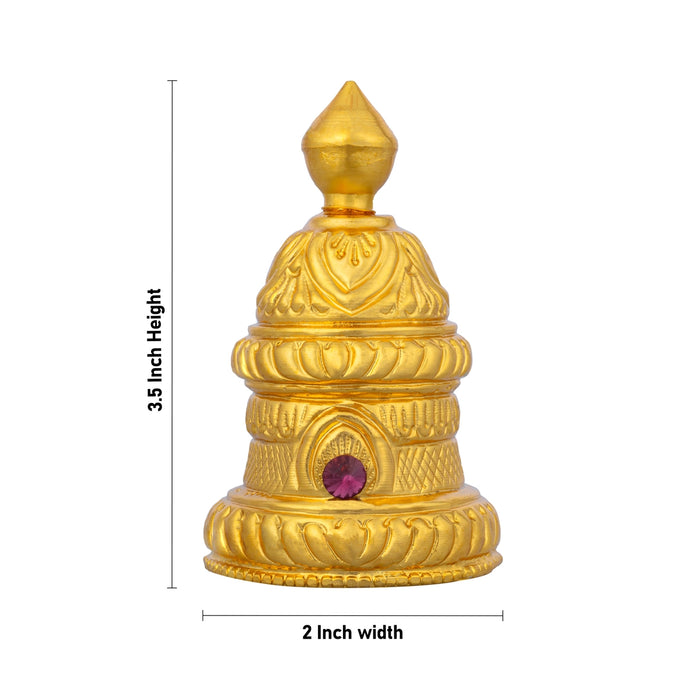 Full Crown - 3.5 x 2 Inches | Gold Polish Kireedam/ Single Stone Kiridam/ Mukut For Deity Decor - Head & Face Accessories