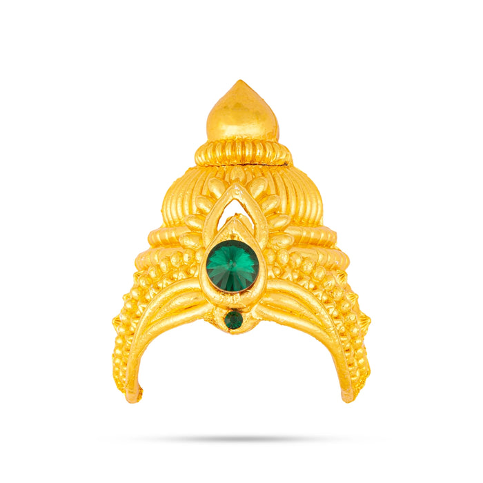 Half Crown - 3.5 x 2.5 Inches | Gold Polish Half Kiridam/ Half Kireedam/ Single Stone Half Mukut for Deity - Head & Face Accessories