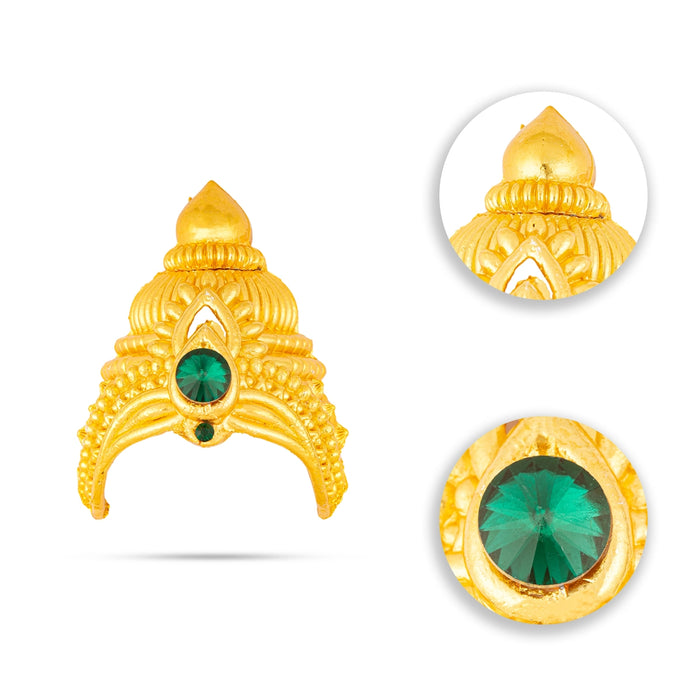 Half Crown - 3.5 x 2.5 Inches | Gold Polish Half Kiridam/ Half Kireedam/ Single Stone Half Mukut for Deity - Head & Face Accessories