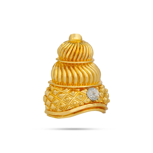 Half Crown - 1 X 1 Inch | Gold Polish Kireedam/ Single Stone Kiridam/ Mukut For Deity Decor - Head & Face Accessories