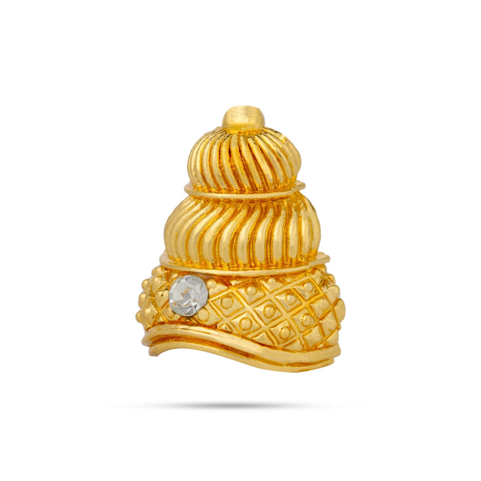 Half Crown - 1 X 1 Inch | Gold Polish Kireedam/ Single Stone Kiridam/ Mukut For Deity Decor - Head & Face Accessories