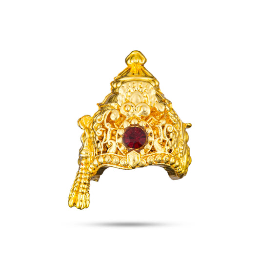 Half Crown - 0.75 x 0.5 Inches | Gold Polish Half Turban/ Half Kiridam/ Single Stone Half Kireedam for Deity - Head & Face Accessories