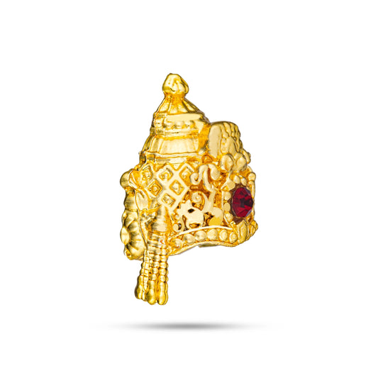 Half Crown - 0.75 x 0.5 Inches | Gold Polish Half Turban/ Half Kiridam/ Single Stone Half Kireedam for Deity - Head & Face Accessories