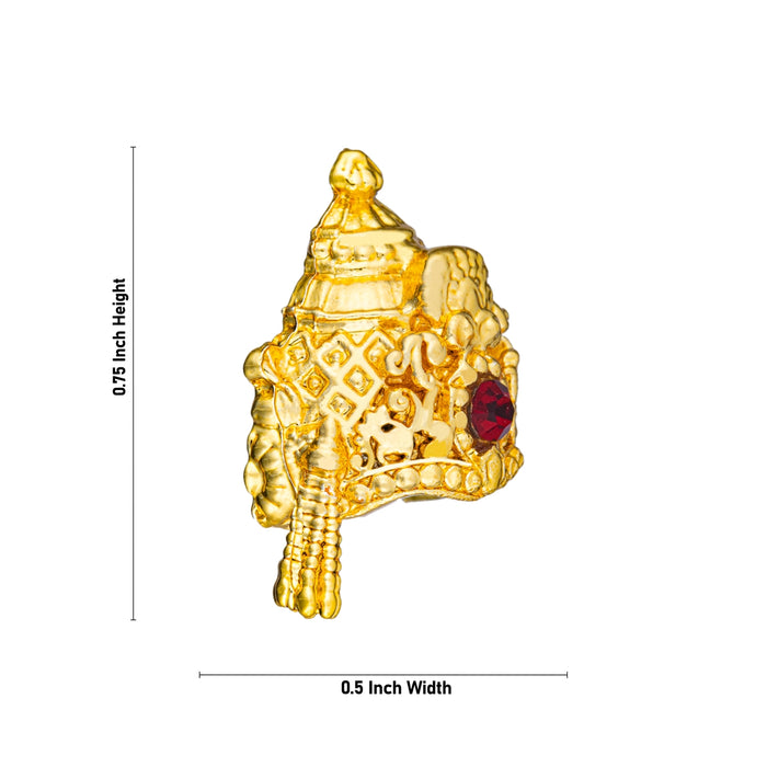Half Crown - 0.75 x 0.5 Inches | Gold Polish Half Turban/ Half Kiridam/ Single Stone Half Kireedam for Deity - Head & Face Accessories