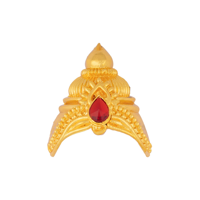 Half Crown - 2.5 x 2.5 Inches | Gold Polish Half Turban/ Single Stone Half Kiridam/ Half Mukut for Deity - Head & Face Accessories