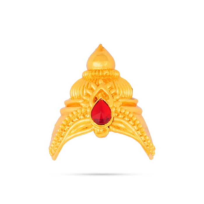 Half Crown - 2.5 x 2.5 Inches | Gold Polish Half Turban/ Single Stone Half Kiridam/ Half Mukut for Deity - Head & Face Accessories