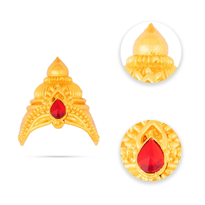 Half Crown - 2.5 x 2.5 Inches | Gold Polish Half Turban/ Single Stone Half Kiridam/ Half Mukut for Deity - Head & Face Accessories