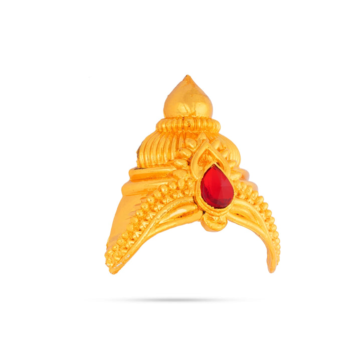 Half Crown - 2.5 x 2.5 Inches | Gold Polish Half Turban/ Single Stone Half Kiridam/ Half Mukut for Deity - Head & Face Accessories