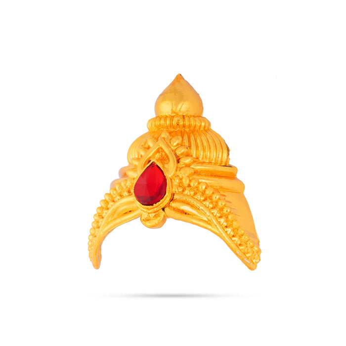 Half Crown - 2.5 x 2.5 Inches | Gold Polish Half Turban/ Single Stone Half Kiridam/ Half Mukut for Deity - Head & Face Accessories