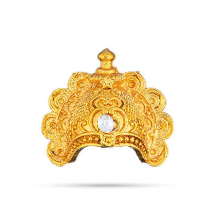 Half Crown - 1 x 0.75 Inches | Gold Polish Half Kireedam/ Half Kiridam/ Single Stone Half Mukut for Deity - Head & Face Accessories