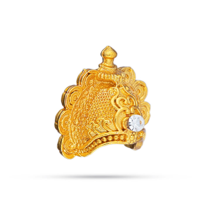 Half Crown - 1 x 0.75 Inches | Gold Polish Half Kireedam/ Half Kiridam/ Single Stone Half Mukut for Deity - Head & Face Accessories