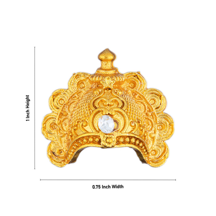 Half Crown - 1 x 0.75 Inches | Gold Polish Half Kireedam/ Half Kiridam/ Single Stone Half Mukut for Deity - Head & Face Accessories