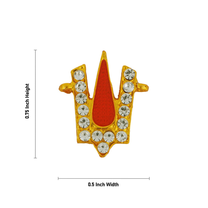 Vishnu Tilak - 0.75 x 0.5 Inches | V Shape & Gold Enamel Polish Perumal Namam/ Stone Namam for Deity - Head & Face Accessories
