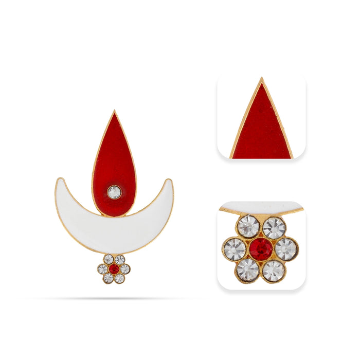 Tilak - 2.75 x 2 Inches | Stone Pottu / Enamel With Stone Design Tilakam - Head & Face Accessories