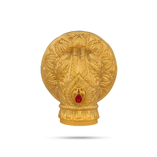 Vairamudi Crown with Stone - 6 x 2 Inches | Brass Crown / Goddess Crown / God Ornament - Head & Face Accessories